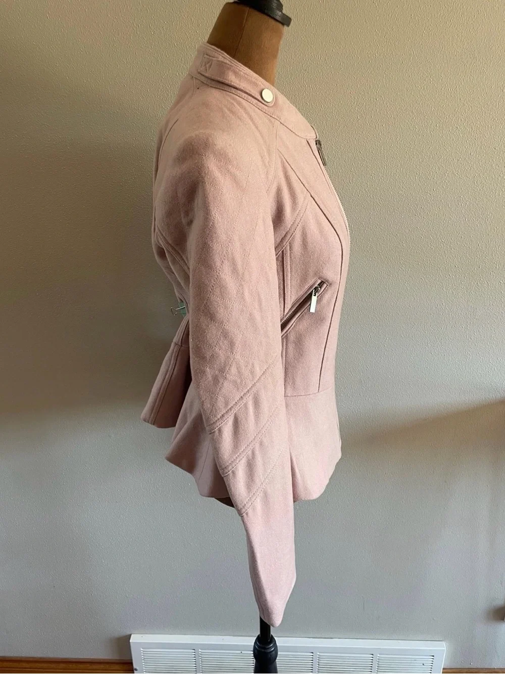 blanc noir Pale Blush Zip-Front Tailored Jacket
